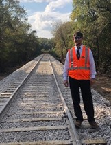 Trevor Costilow, General Manager of GRYR, stands alongside the newly completed Aberdeen Bridge.